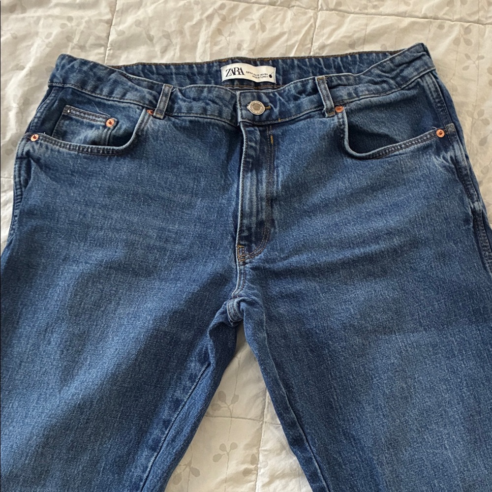 ZARA Men's Dark Blue Slim Straight Jeans